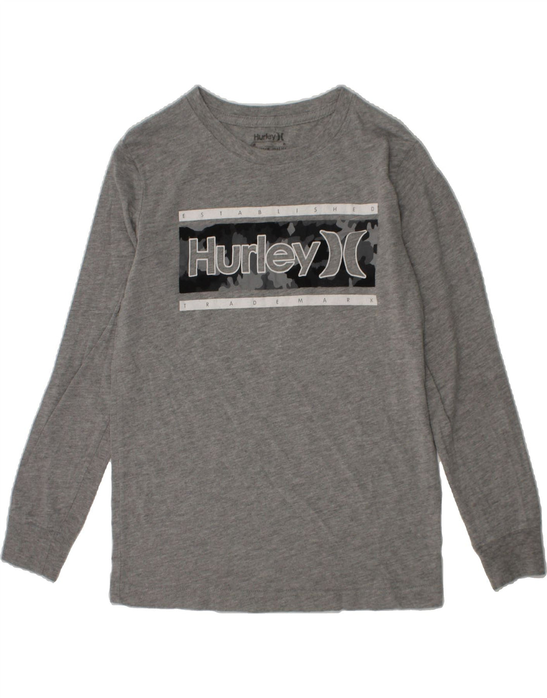 HURLEY Boys Graphic Top Long Sleeve 10-11 Years Grey Vintage Hurley and Second-Hand Hurley from Messina Hembry 