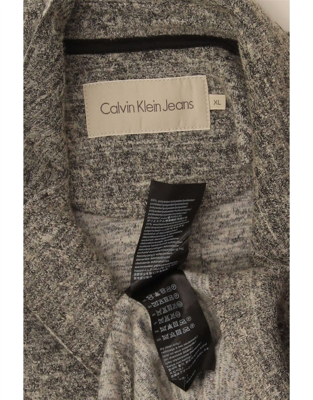 Женское пальто Calvin Klein Jeans UK 18 XL, серый полиэстер с крапинками