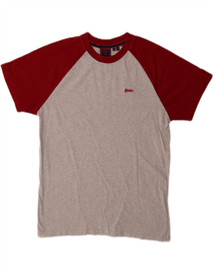 Мужская футболка Superdry Top из хлопка среднего серого цвета с цветными блоками
