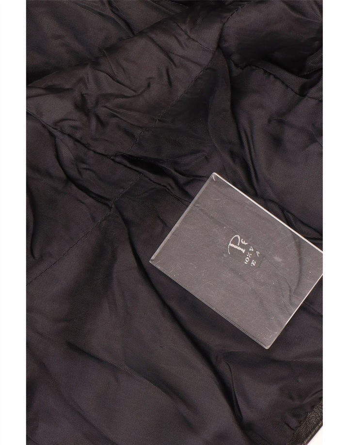 ВИНТАЖНАЯ женская кожаная куртка UK 16, большая черная кожаная с цветочным принтом