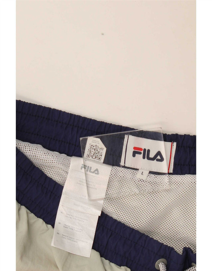 Мужские спортивные шорты Fila с графическим рисунком, большие серые, полиэстер с цветными блоками
