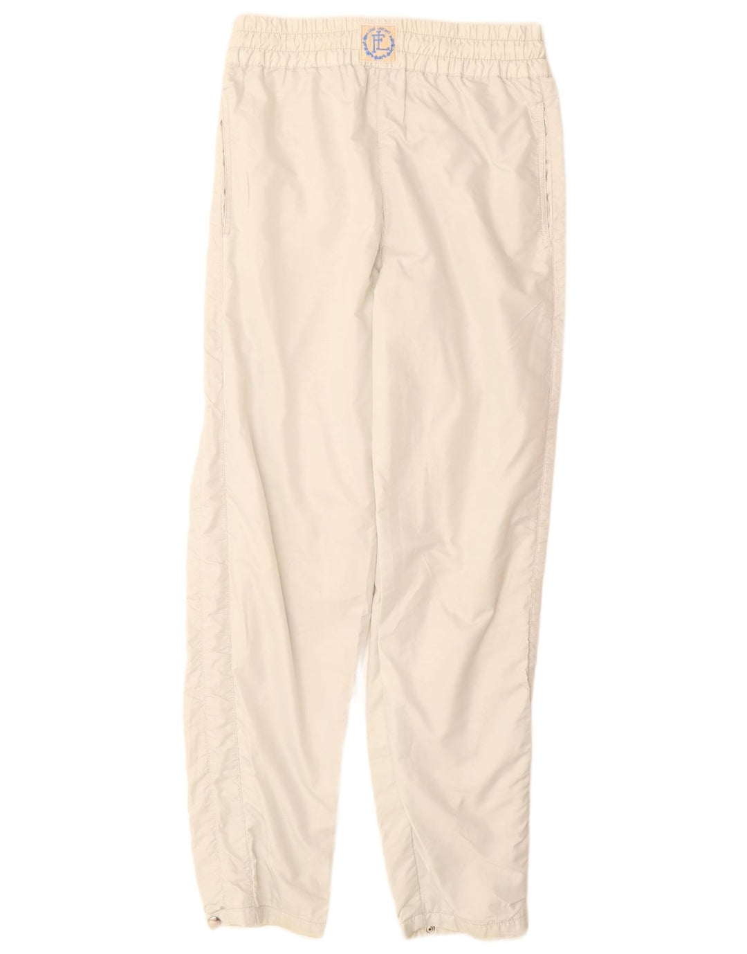 Винтажные женские брюки-ветровки UK 12, средний цвет из белого полиэстера