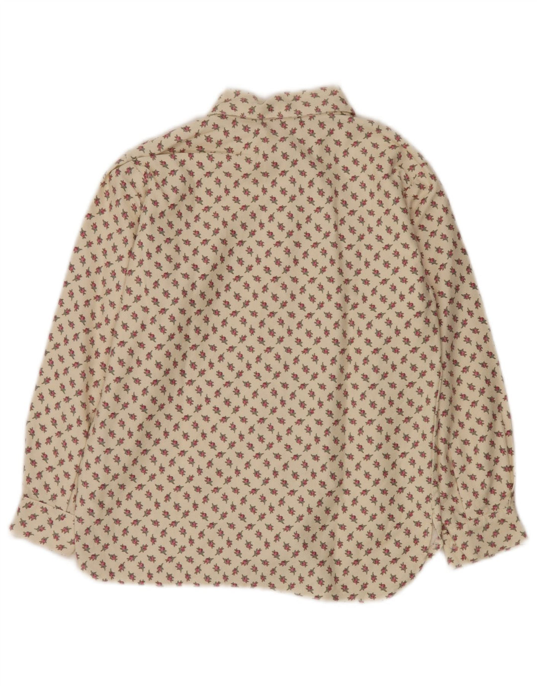Женская блузка-рубашка VINTAGE UK 10, маленькая, хлопковая, бежевого цвета с цветочным принтом
