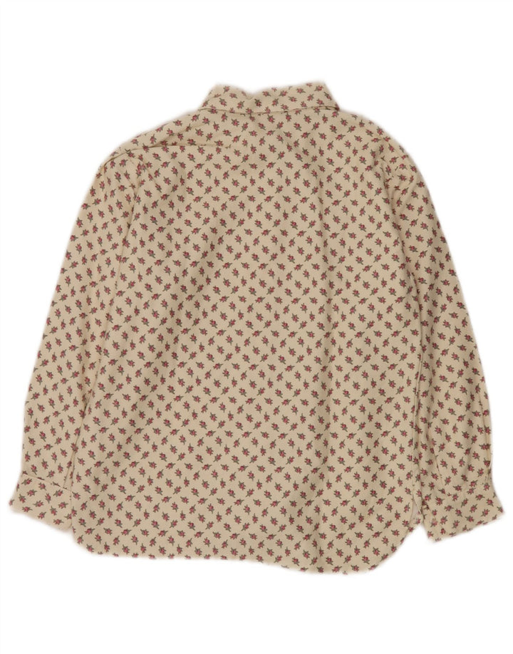 Женская блузка-рубашка VINTAGE UK 10, маленькая, хлопковая, бежевого цвета с цветочным принтом