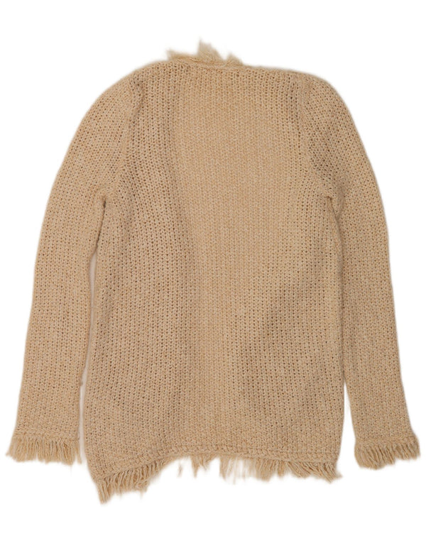 Женский удлиненный открытый кардиган Zara UK 14, хлопковый средний бежевый цвет