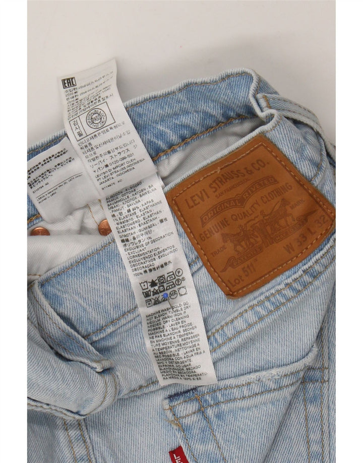 Женские узкие джинсы Levi's 511 W33 L32 Синие в стиле пэчворк, хлопок