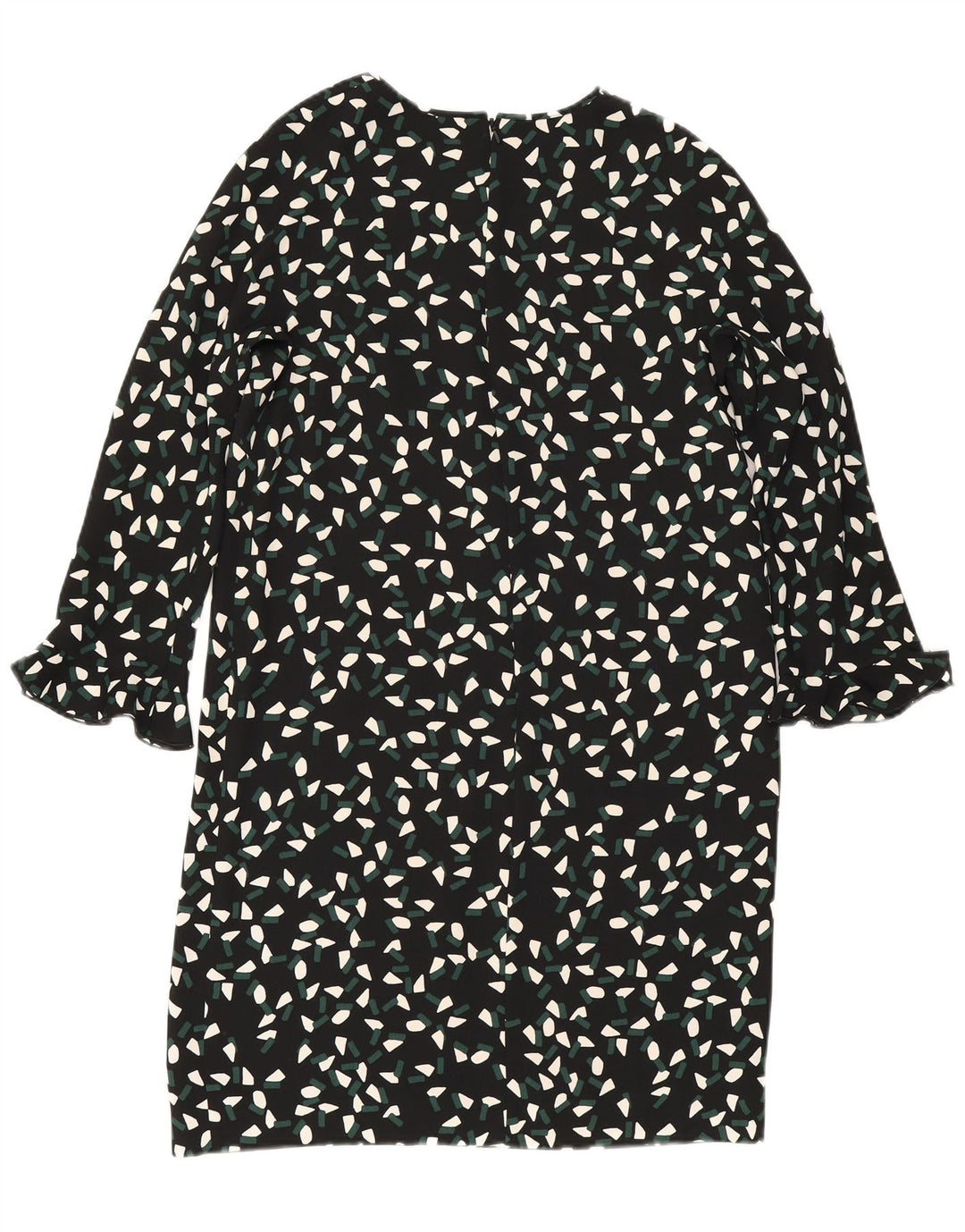 Женское платье прямого кроя с рукавом 3/4 Max Mara, Великобритания, 8, маленькое черное полиэстер с геометрическим рисунком