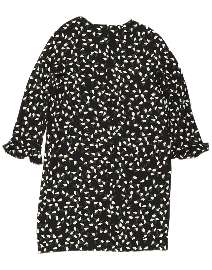 Женское платье прямого кроя с рукавом 3/4 Max Mara, Великобритания, 8, маленькое черное полиэстер с геометрическим рисунком