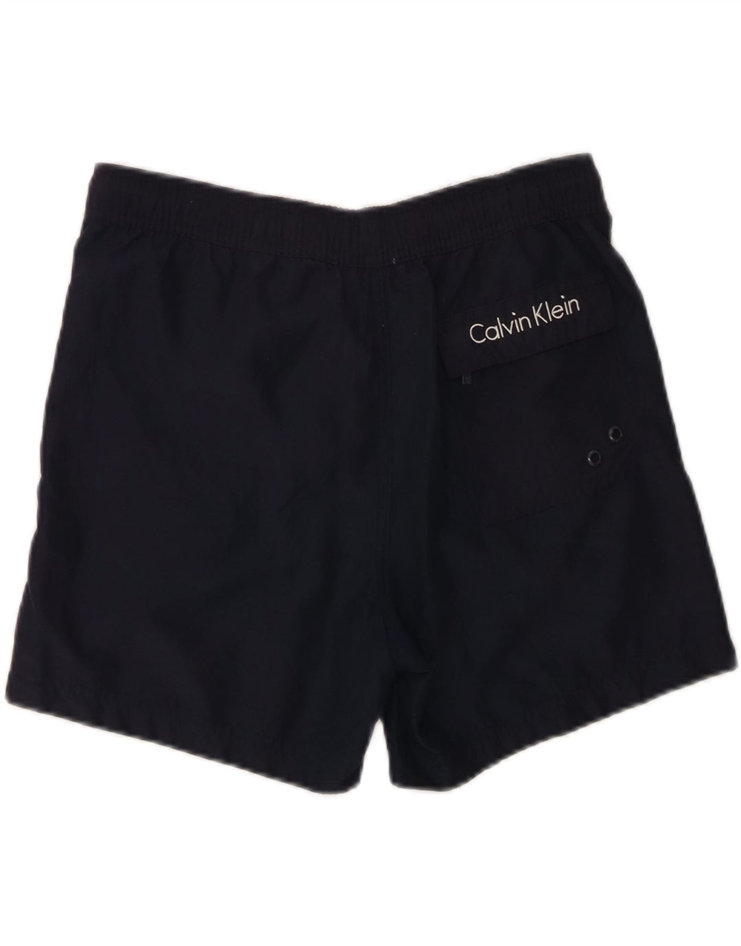 CALVIN KLEIN Mens Graphic Swimming Shorts Small  Navy Blue Polyester Vintage Calvin Klein and Second-Hand Calvin Klein from Messina Hembry 