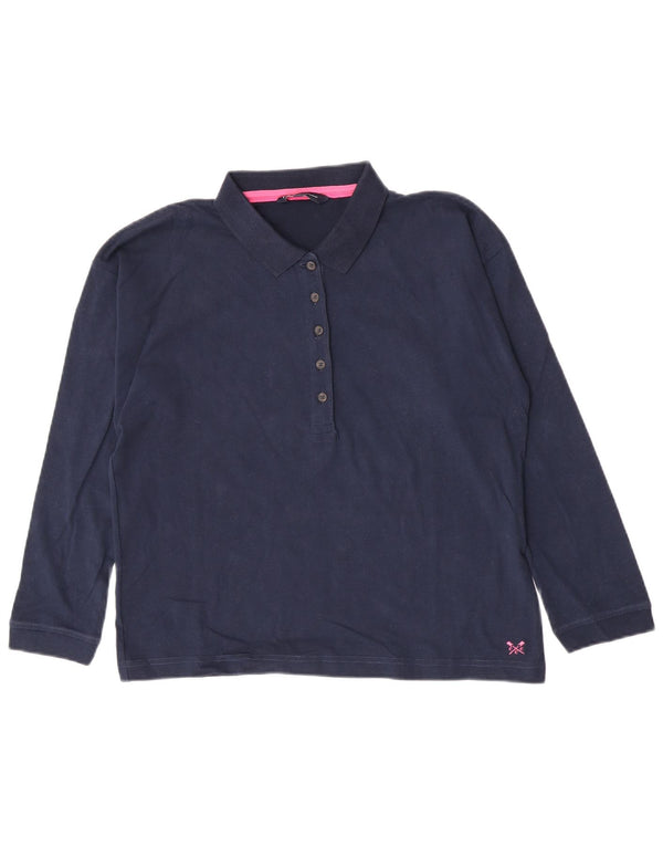 Женская рубашка поло с длинным рукавом Crew Clothing UK 12, средний темно-синий цвет