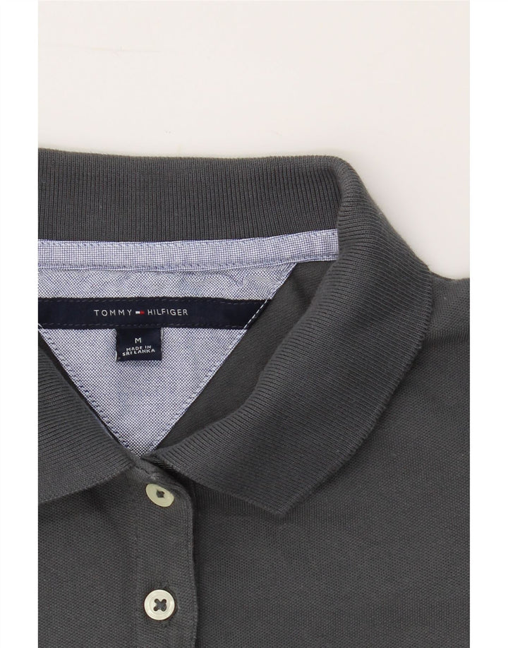 TOMMY HILFIGER Womens Polo Shirt UK 12 Medium Grey Cotton Vintage Tommy Hilfiger and Second-Hand Tommy Hilfiger from Messina Hembry 