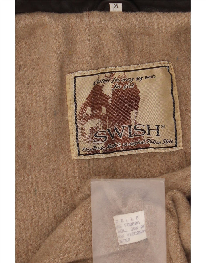 Женская кожаная куртка оверсайз Swish UK 14, кожа среднего коричневого цвета