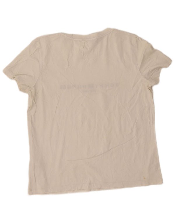 Женская футболка с рисунком Tommy Hilfiger Top UK 14, средний белый хлопок