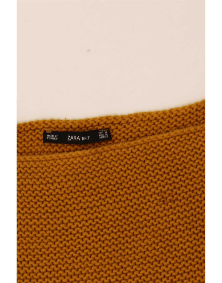 Женский свободный джемпер с вырезом «лодочка» Zara UK 14, средний желтый цвет