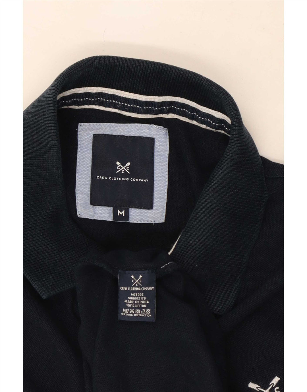 Crew Clothing Мужская рубашка-поло среднего размера, темно-синяя, хлопковая