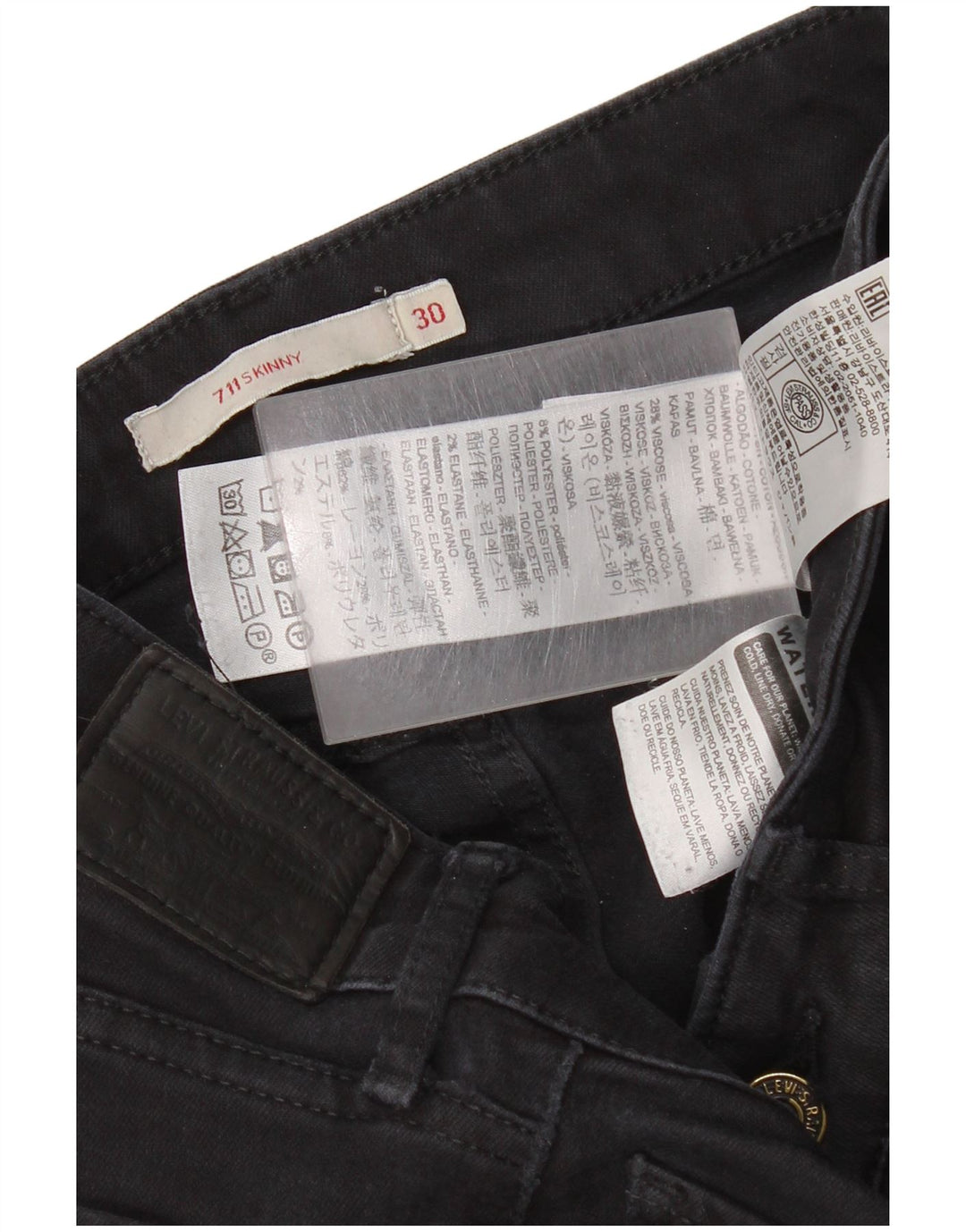 Женские джинсы скинни Levi's 711 W30 L34, черный хлопок