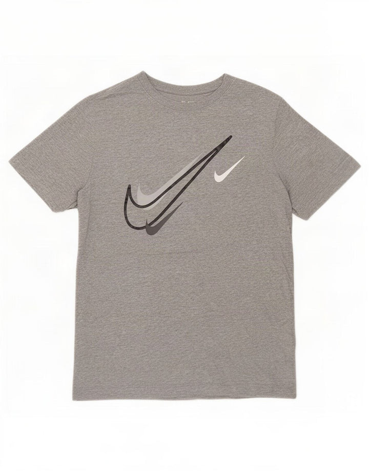 Мужская футболка с рисунком Nike, маленький серый хлопок