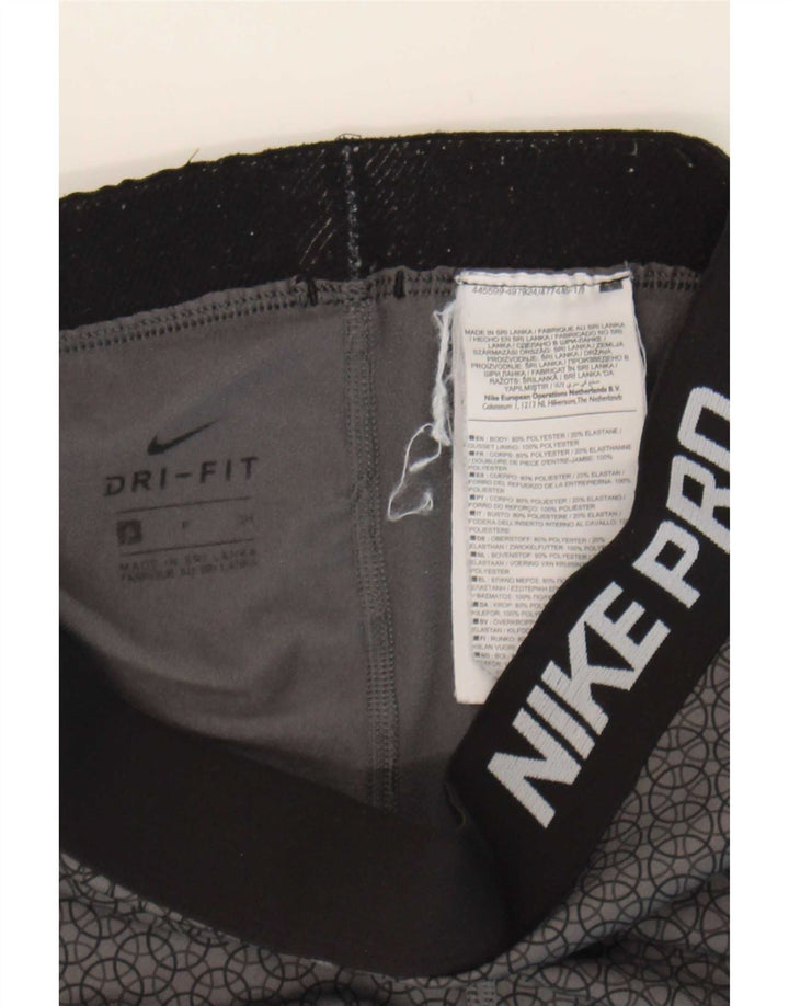 Женские леггинсы с рисунком Nike Dri Fit UK 8, маленькие серые, полиэстер с геометрическим рисунком