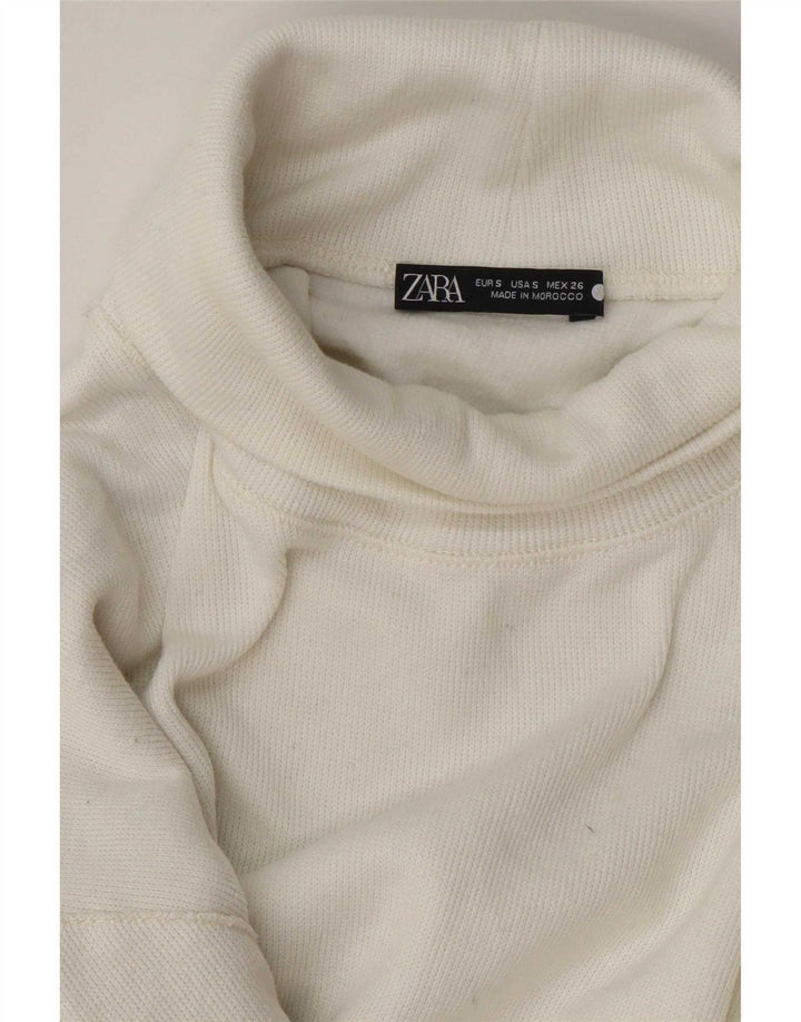 Женский укороченный джемпер с высоким воротником Zara UK 10, маленький белый