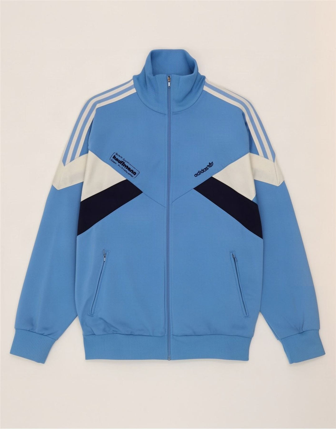 Мужской спортивный костюм Adidas с графическим рисунком, верхняя куртка, средний синий, полиэстер с цветными блоками