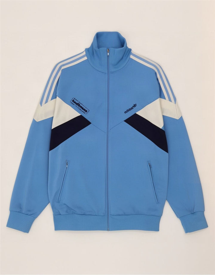 Мужской спортивный костюм Adidas с графическим рисунком, верхняя куртка, средний синий, полиэстер с цветными блоками