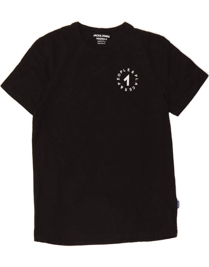 JACK & JONES Mens Regular Fit T-Shirt Top Large Black Cotton Vintage Jack & Jones and Second-Hand Jack & Jones from Messina Hembry 