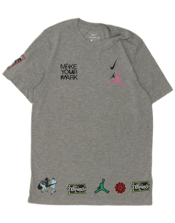 Мужская футболка Nike Dri Fit с графикой, верх из полиэстера среднего серого цвета