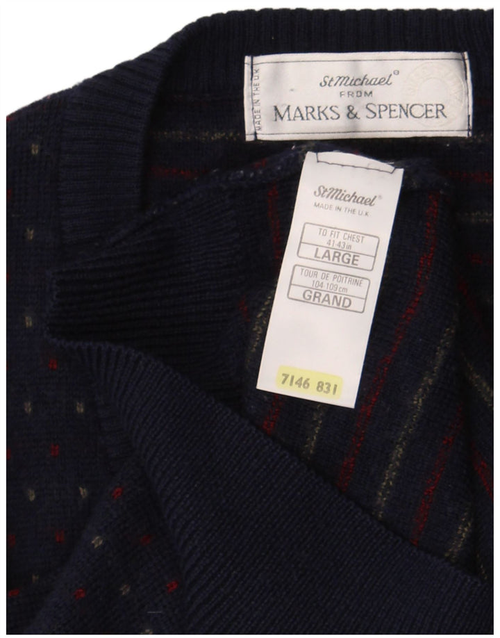 Мужская майка Marks & Spencer, большая темно-синяя пятнистая шерсть