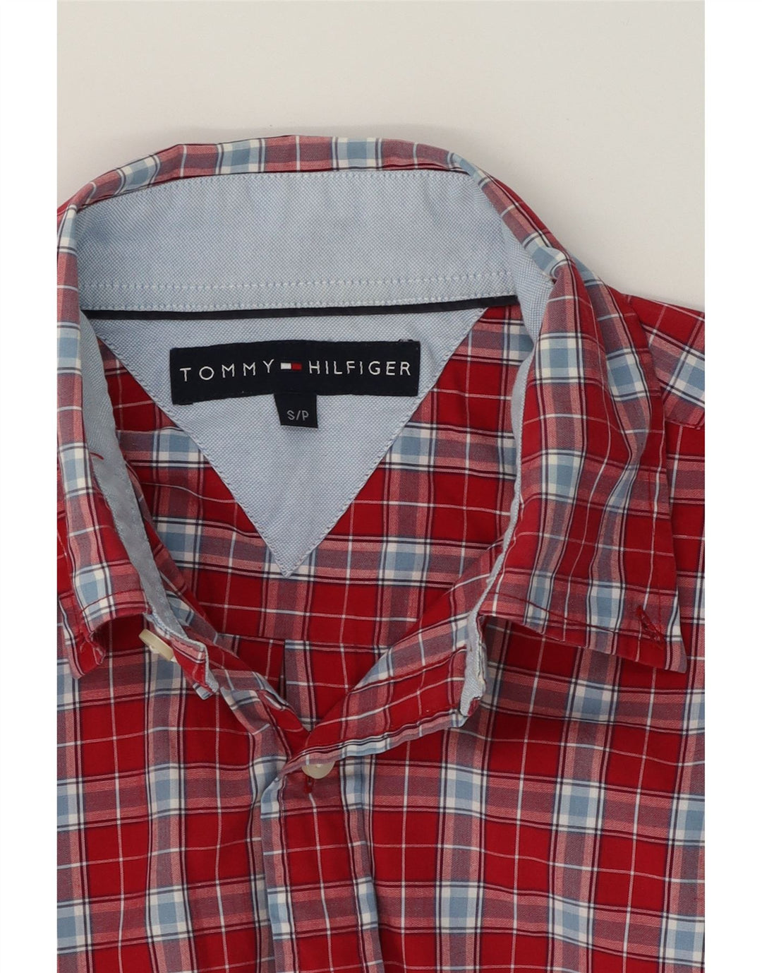TOMMY HILFIGER Mens Shirt Small Red Check Cotton Vintage Tommy Hilfiger and Second-Hand Tommy Hilfiger from Messina Hembry 