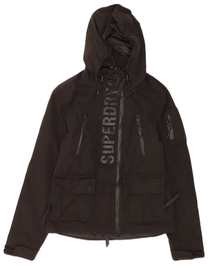 Женская дождевик с капюшоном Superdry UK 8, маленький, черный, полиэстер