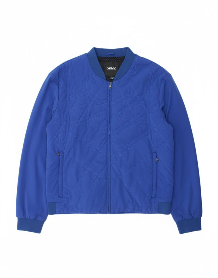 DKNY Mens Bomber Jacket UK 42 XL Blue Geometric