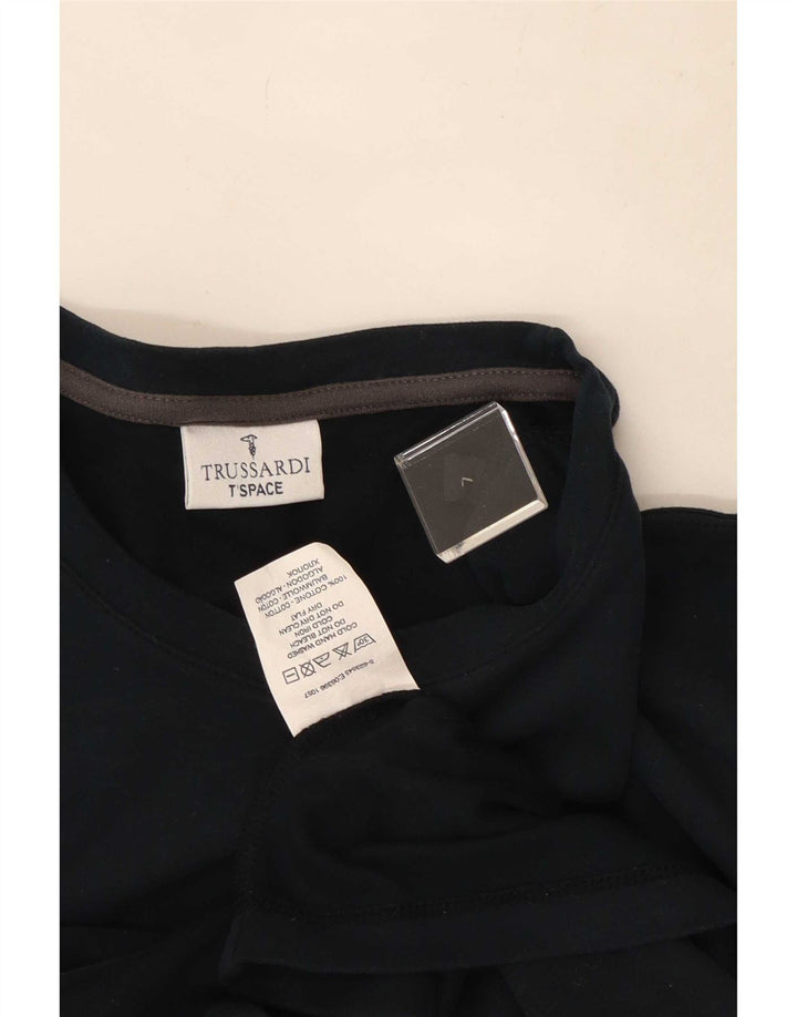 Мужской топ Trussardi с длинным рукавом, большой размер, темно-синий в полоску, хлопок
