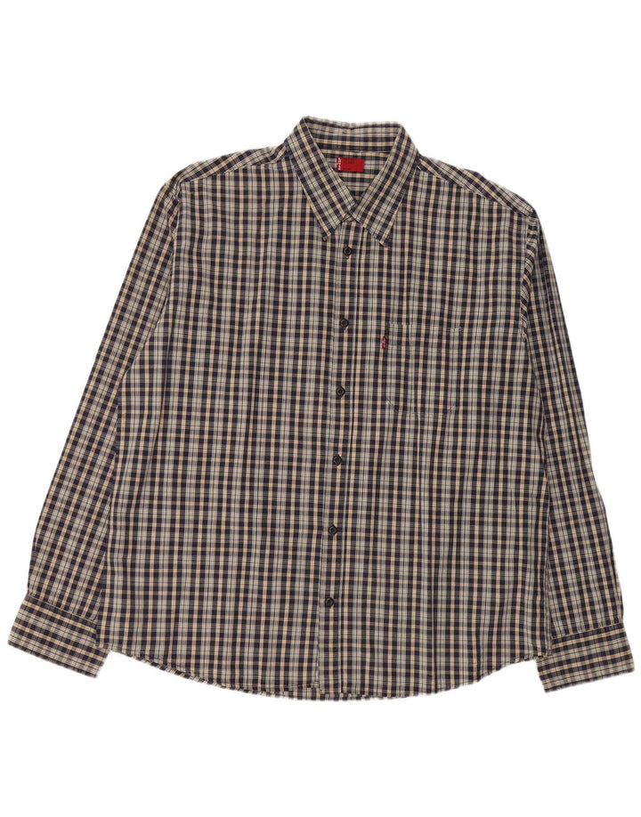 Мужская рубашка LEVI'S XL Темно-синяя клетка из полиэстера