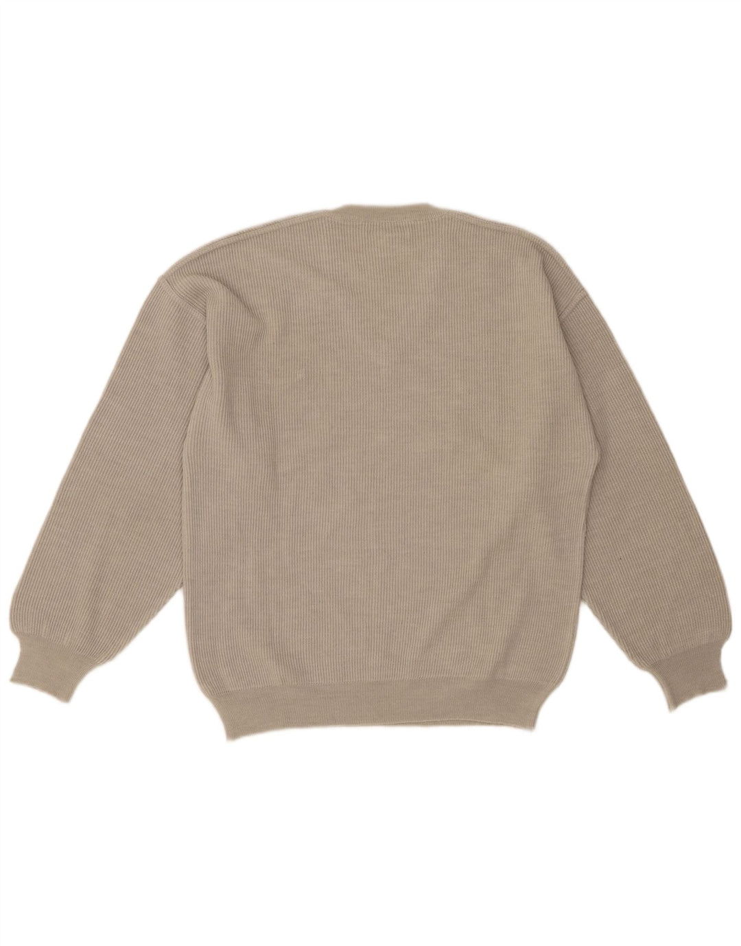 IL GRANCHIO Mens V-Neck Jumper Sweater Medium Beige Wool