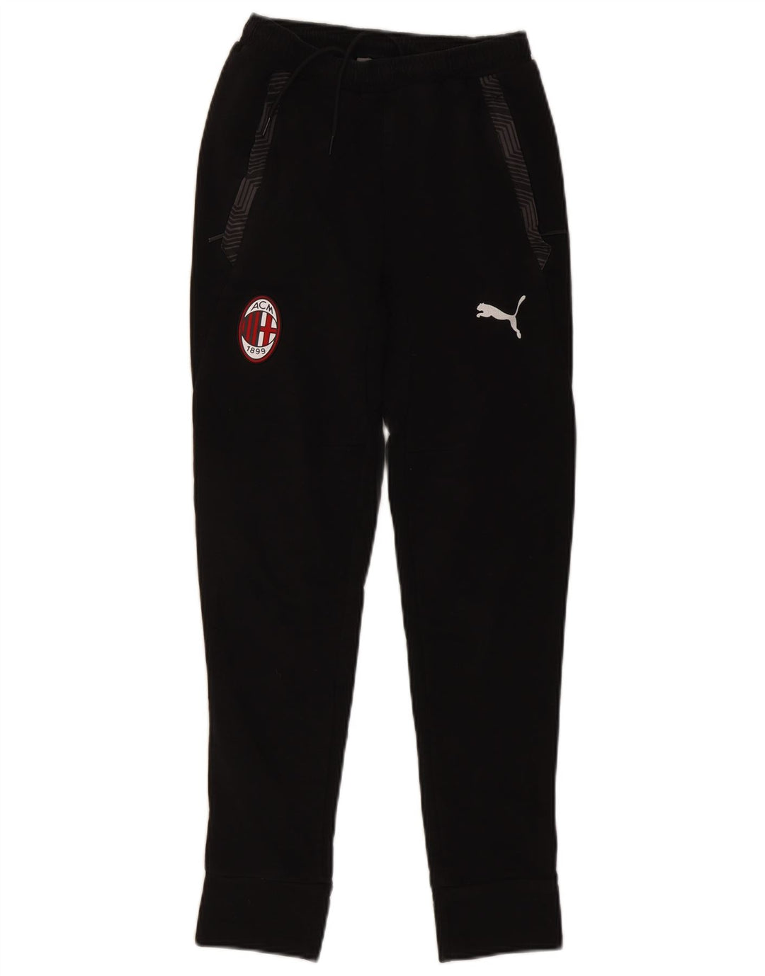 Женские спортивные брюки PUMA AC Milan, брюки для бега, UK 4 XS, черные с геометрическим узором