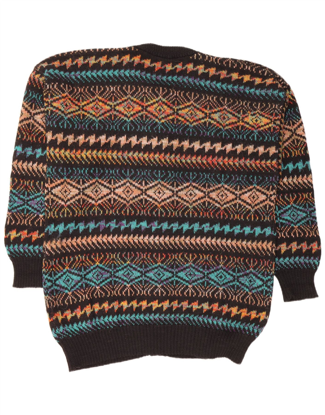 Мужской свитер-кардиган VINTAGE, большой черный с геометрическим узором