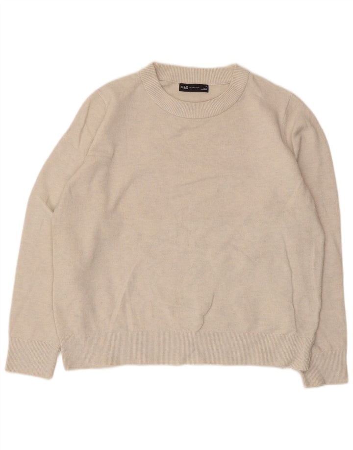 Marks & Spencer Womens Crew Neck Jumper Sweater UK 14 Medium Beige