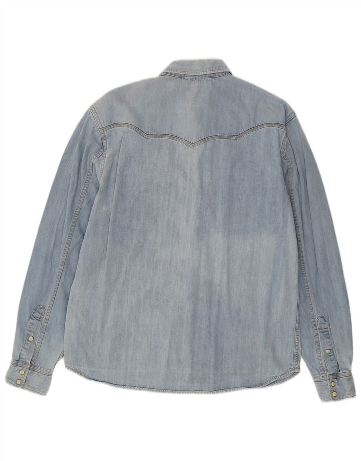 Мужская повседневная джинсовая рубашка WRANGLER, маленькая синяя хлопковая