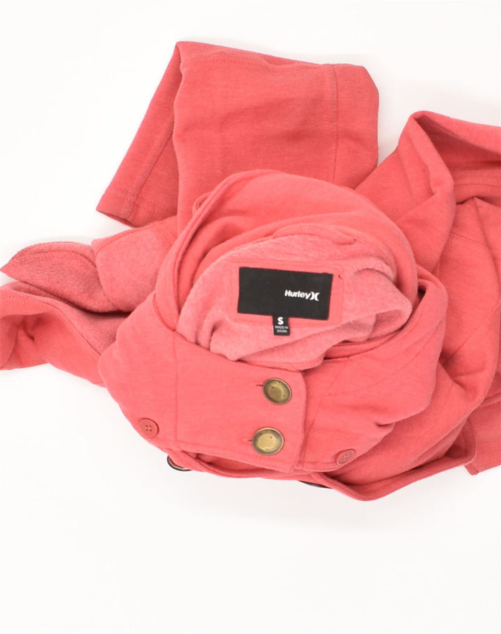 HURLEY Womens Hooded Double Breasted Coat UK 10 Small Pink Cotton | Vintage Hurley | Thrift | Second-Hand Hurley | Used Clothing | Messina Hembry 