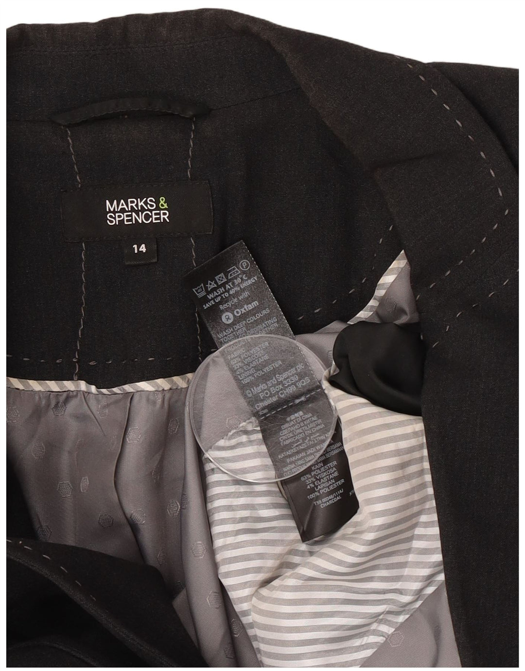 Женский пиджак на 1 пуговице Marks & Spencer, Великобритания 14, большой черный полиэстер
