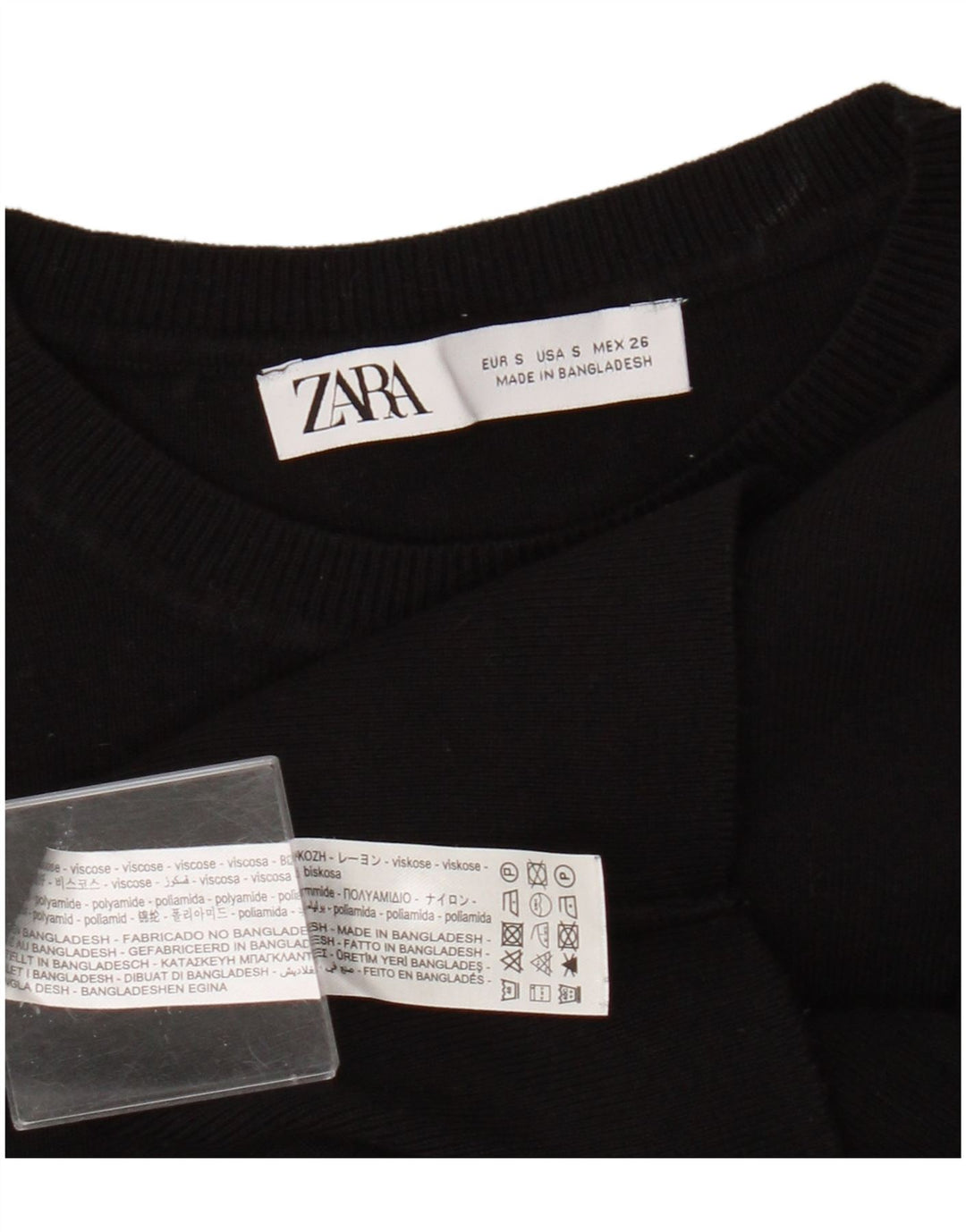 Женский укороченный топ Zara с длинным рукавом UK 8, маленький черный, вискоза