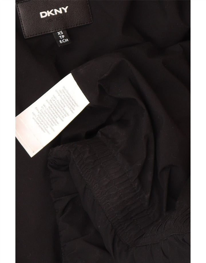 Женская утепленная куртка Dkny с капюшоном UK 6 XS, черная, зимняя, из полиэстера