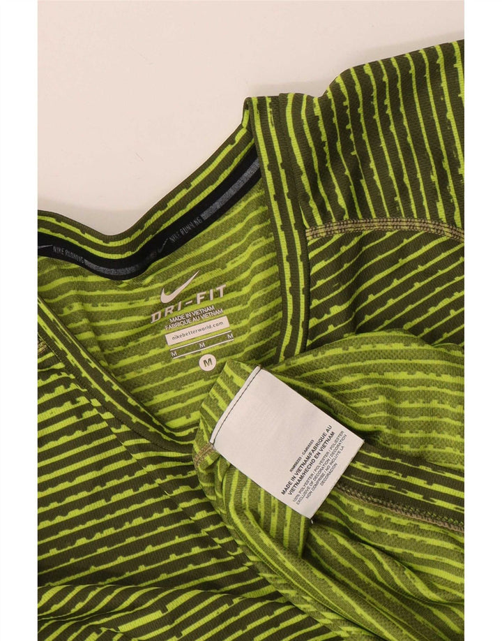Женская футболка Nike Dri Fit Top UK 14, средний зеленый полосатый полиэстер