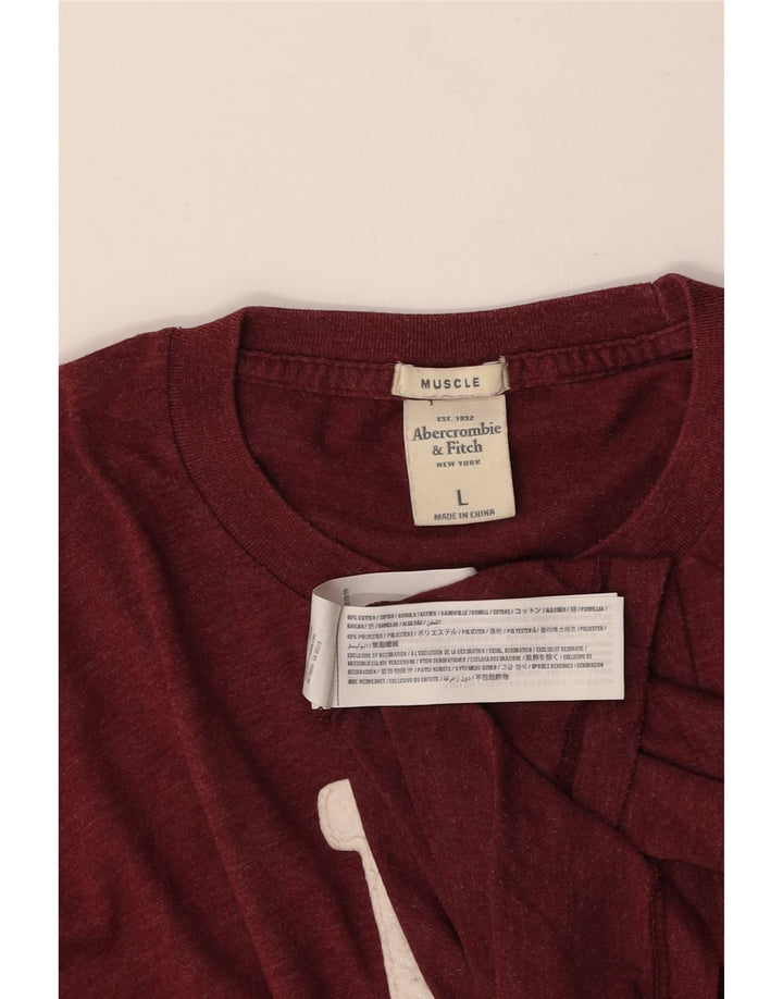 Мужской топ с рисунком мышц ABERCROMBIE & FITCH, большой бордовый цвет с длинными рукавами