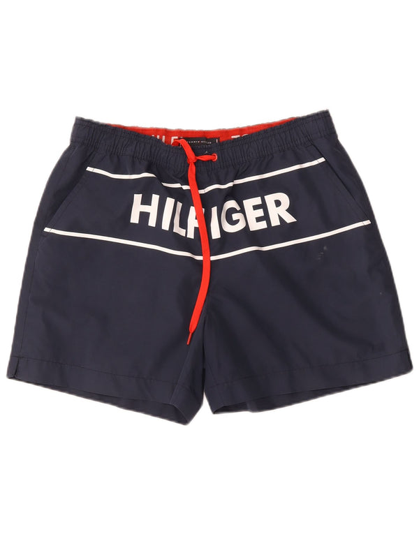 Tommy Hilfiger Mens Graphic Swimming Shorts Medium  Navy Blue Polyester