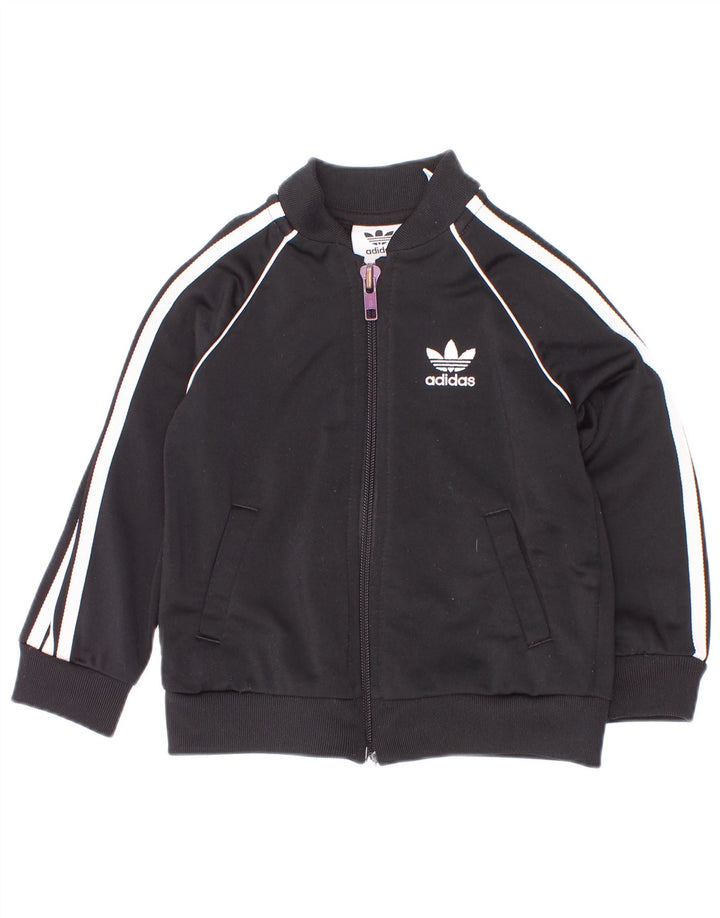 Спортивный костюм Adidas для маленьких мальчиков, верхняя куртка 9-12 месяцев, черный полиэстер