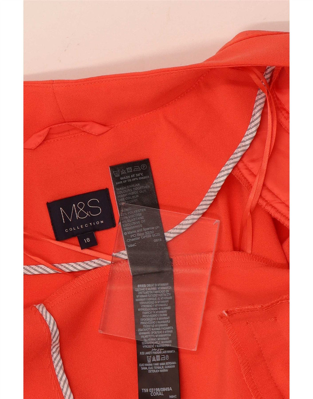 Женский открытый пиджак Marks & Spencer UK 18 XL оранжевый полиэстер