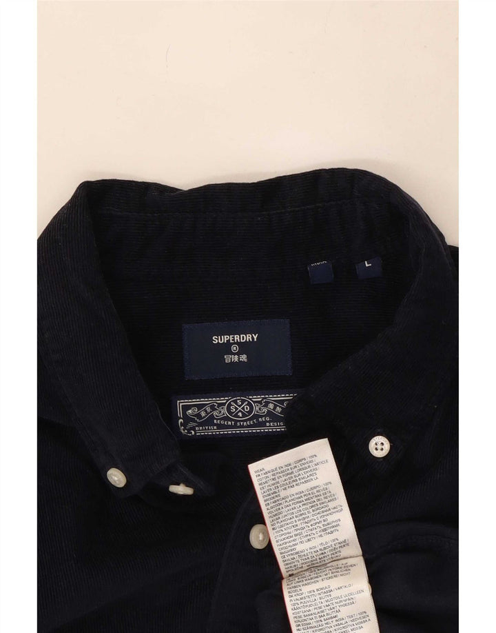 Мужская вельветовая рубашка Superdry, темно-синяя, хлопковая