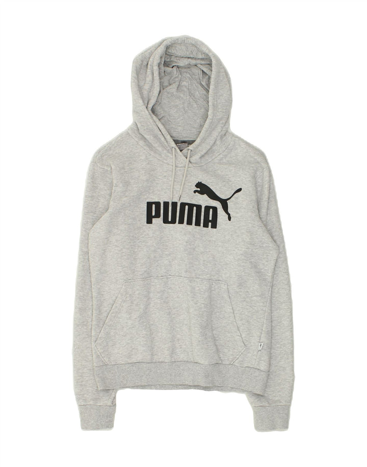 PUMA Womens Graphic Hoodie Jumper UK 10 Small  Grey Cotton | Vintage Puma | Thrift | Second-Hand Puma | Used Clothing | Messina Hembry 