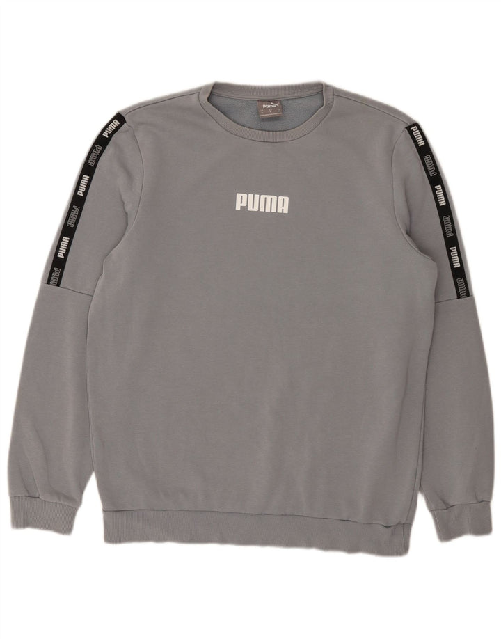 Мужской свитшот с рисунком Puma, средний синий с цветными блоками